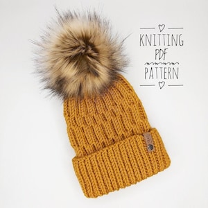 BEANIE KNIT PATTERN, Fall Knitting Pattern, Lacuna Beanie, Easy Knit Pattern, Knit Hat Pattern, Adult Size