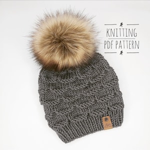 BEANIE KNIT PATTERN, Treble Beanie, Easy Knit Pattern, Knit Hat Pattern, Adult Size