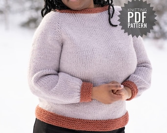 SWEATER KNIT PATTERN, Winter Knitting Pattern, Easy Pullover Pattern, Knit Sweater Pattern, Seamless Sweater, Long Sleeve Pullover