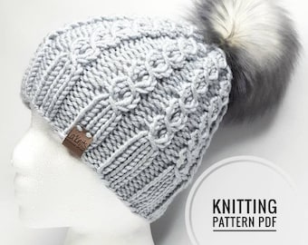 KNITTING PATTERN, Joshie Beanie Pattern, Hat Pattern, Beanie Pattern, Beginner Knitting Pattern, Instant Download, Cable Pattern