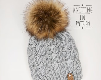 BEANIE KNIT PATTERN, Aria Twist Beanie, Easy Knit Pattern, Cable Beanie Pattern, Knit Hat Pattern, Adult Size