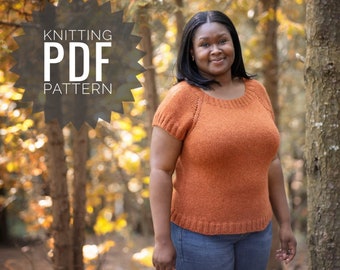 SWEATER KNIT PATTERN, Fall Knitting Pattern, Easy Pullover Pattern, Knit Sweater Tee Pattern, Seamless Sweater Tee