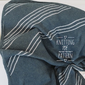 KNIT BLANKET PATTERN, Blanket Knitting Pattern, Easy Blanket Pattern, Baby Knit Blanket, Adult Knit Blanket, Striped Blanket