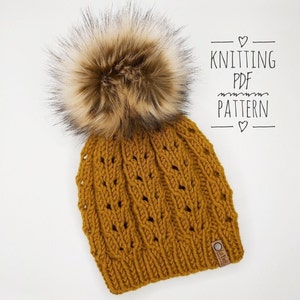 BEANIE KNIT PATTERN, Fall Knitting Pattern, Sonata Beanie, Knit Hat Pattern, Easy Knitting Pattern, Women&#39;s Hat Pattern