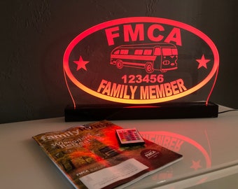 FMCA Family Motor Coach Association Edge Lit RV Sign