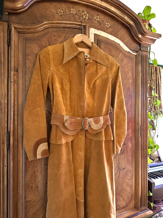 Vintage 1970's Margaret Godfrey Camel Suede Coat