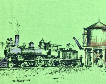 Pen & Ink Artwork Train T shirt, Train T shirt, Locomotive t shirt, Steam engine t shirt