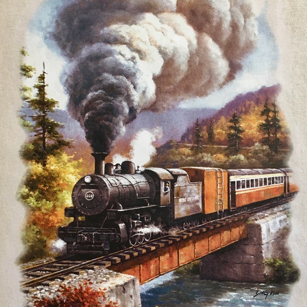 Steam locomotive on bridge t-shirt,Train t shirt, Steam engine t shirt