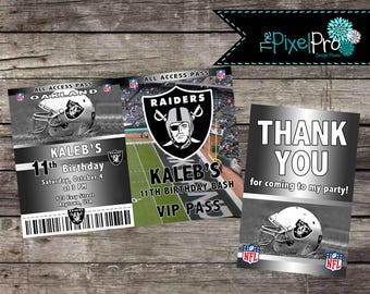 Football birthday invitation, Oakland Birthday invitation, Oakland Raiders birthday invitation, customizable team football invite, ANY TEAM