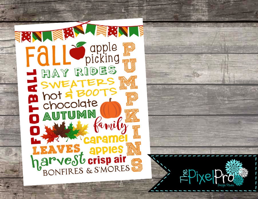 Fall subway art printable, Fall decor printable file, DIY fall decor print, autumn subway art decor, subway art for fall, Fall decorations