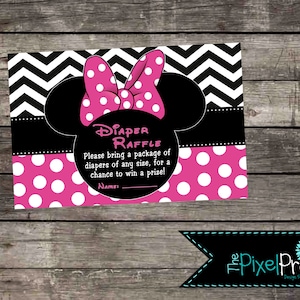 Minnie diaper raffle insert, girl baby shower insert, Minnie diaper raffle insert, Minne baby shower invite, Minnie baby shower or sprinkle