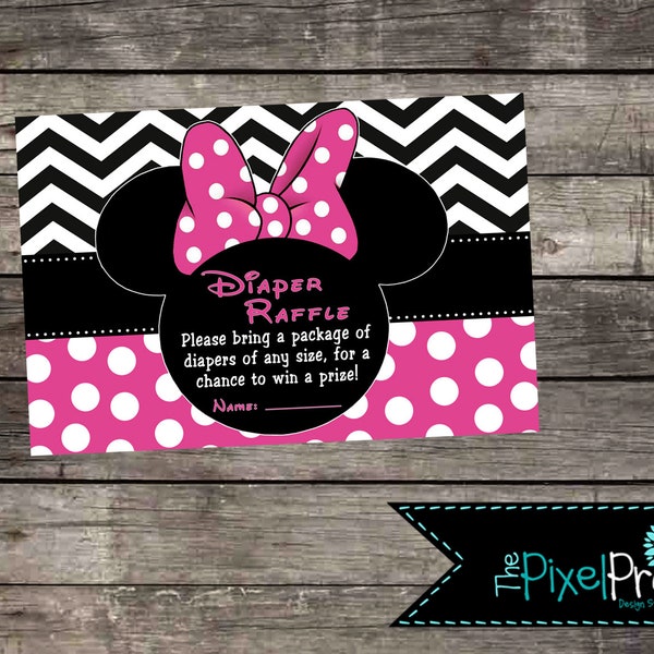 Minnie diaper raffle insert, girl baby shower insert, Minnie diaper raffle insert, Minne baby shower invite, Minnie baby shower or sprinkle