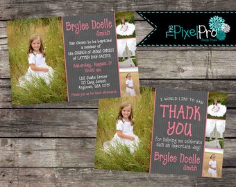 Floral Baptism invitation, girl baptism invitation, LDS girl baptism invite, flower LDS invitation for baptism, LDS church baptism invite