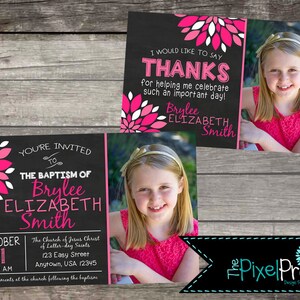 Baptism invitation for a girl, pink baptism invitation, LDS floral baptism invite, LDS invitation for baptism for girl, LDS church baptism