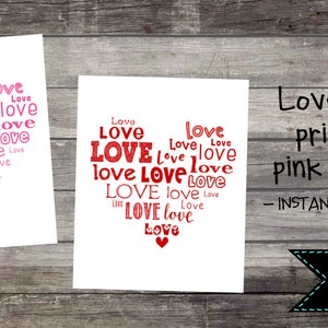 Valentine's Day Subway Art Printable Love Heart, Valentines Love Decor ...