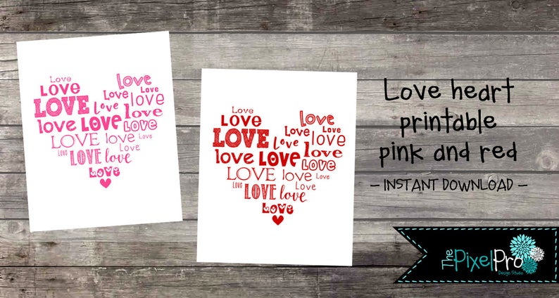 Valentine's Day Subway Art Printable Love Heart - Etsy