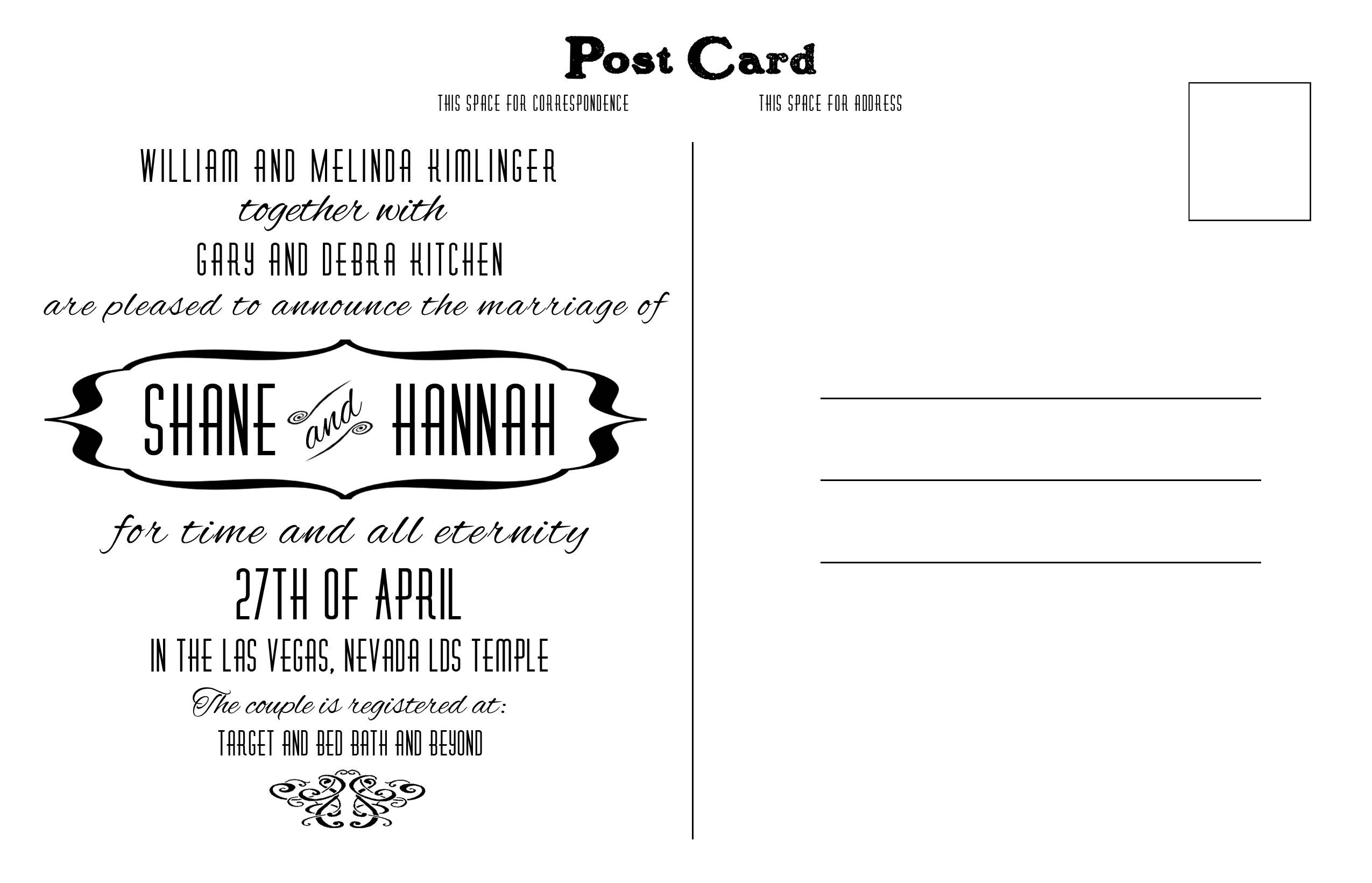 Wedding invitation postcard postcard to mail invite Etsy