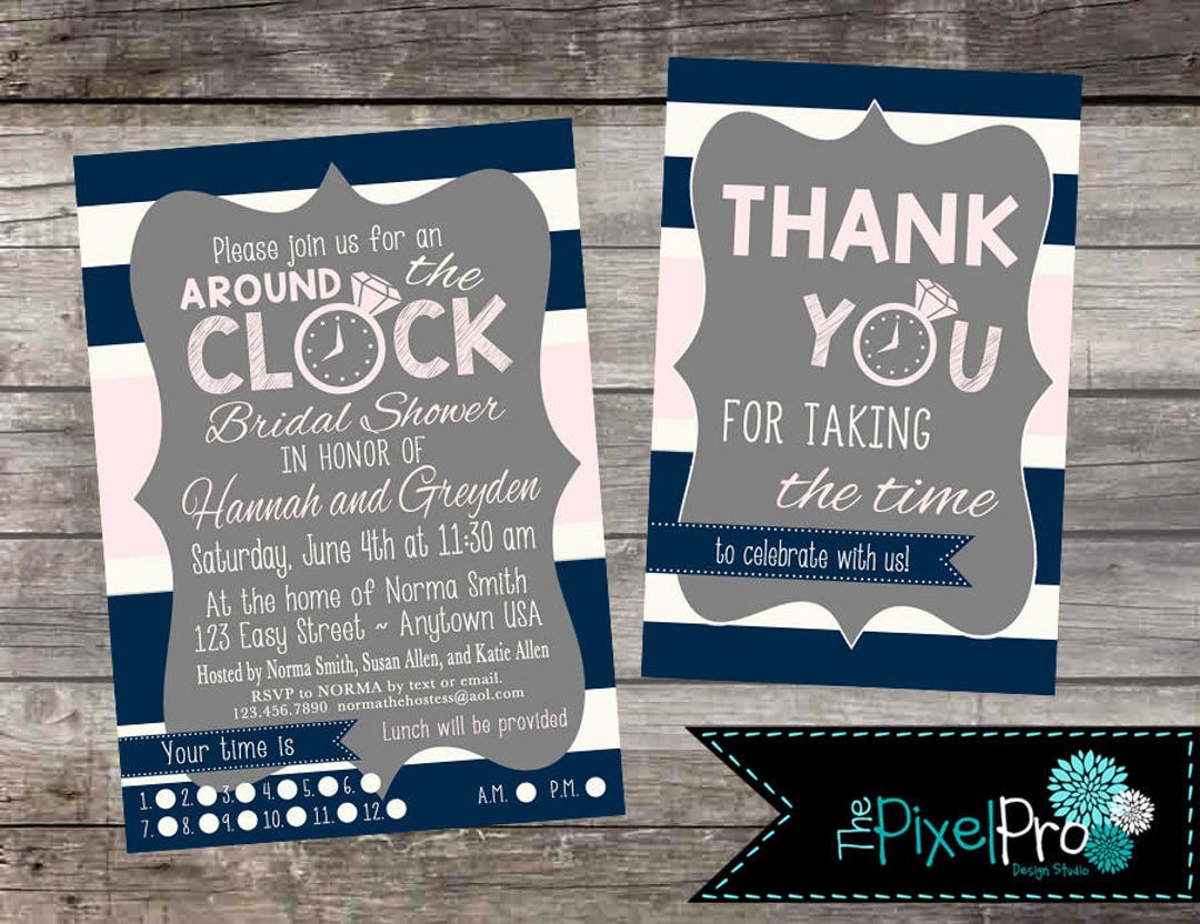 Around the Clock Bridal Shower Invitation, Time of Day Bridal Shower