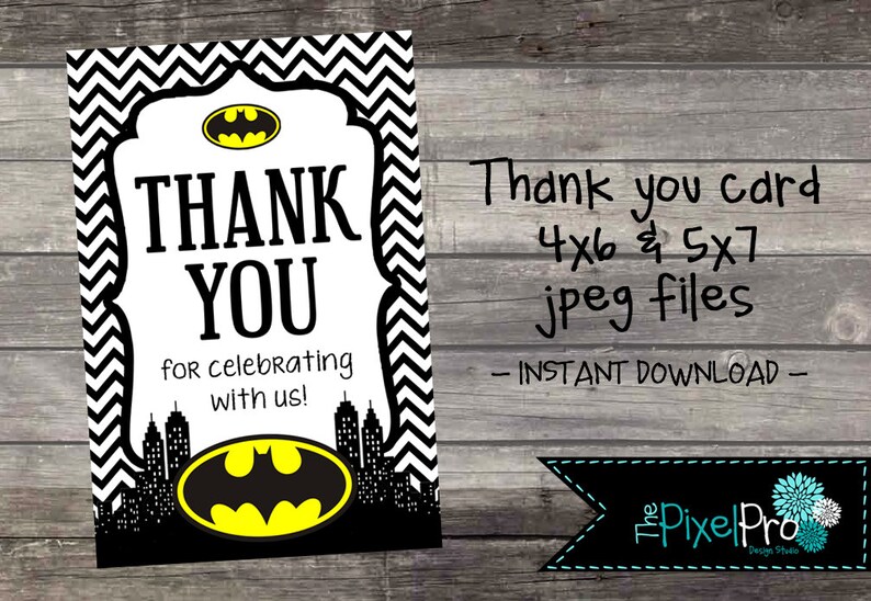 Batman thank you card for birthday Batman thank you card for | Etsy