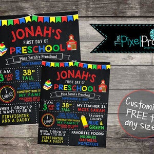 Back to school poster, first day of school information poster, first day of school sign, back to school digital file, chalkboard printable image 5