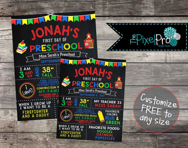 Back to school poster, first day of school information poster, first day of school sign, back to school digital file, chalkboard printable image 5