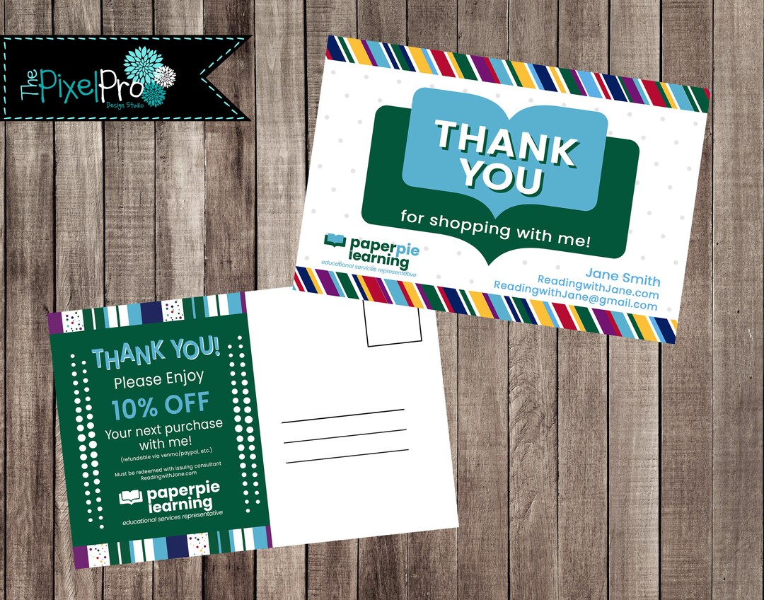 Paperpie Thank You Postcard, Paperpie Thank You, Paperpie Brand Partner