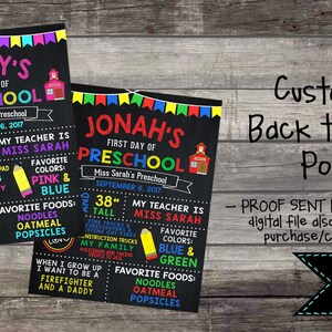 Back to school poster, first day of school information poster, first day of school sign, back to school digital file, chalkboard printable image 2