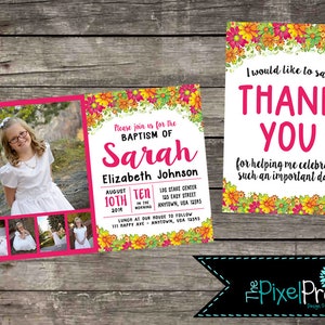 Floral Baptism invitation, girl baptism invitation, LDS girl baptism invite, flower LDS invitation for baptism, LDS church baptism invite