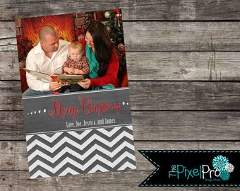 Grey Chevron Christmas card, Holiday card, Christmas card, Christmas card with chevron design, Grey Christmas card Grey chevron holiday card