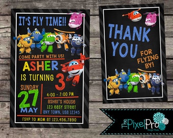 Super Wings Birthday Party Invitation, Customizable (Digital File)