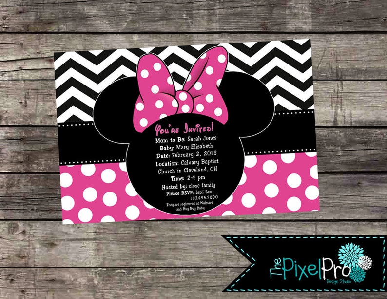 Minnie Mouse Baby Shower Invitation Minnie Mouse Invitation Etsy