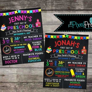 Back to school poster, first day of school information poster, first day of school sign, back to school digital file, chalkboard printable image 6