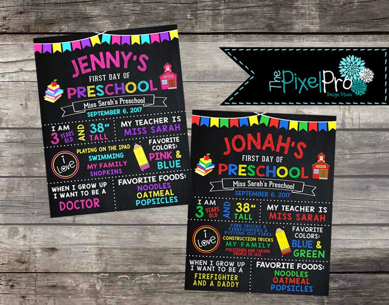 Back to school poster, first day of school information poster, first day of school sign, back to school digital file, chalkboard printable image 6