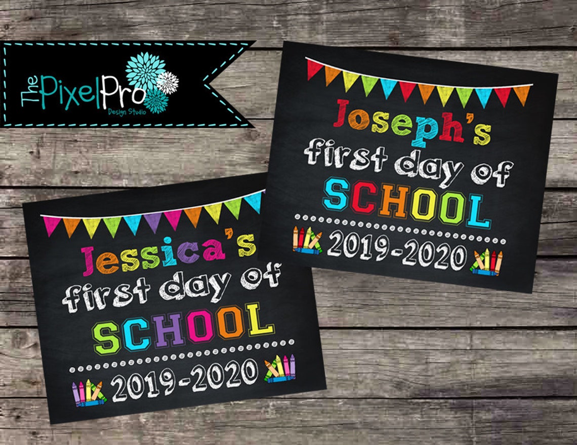 Back to School Chalkboard Printable for First Day First Day - Etsy