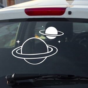 Pair Of Planets Bumper Sticker ~ You Choose Color & Size ~ Vinyl Decals for Car, Truck, Tumbler, Bottle, Laptops, Notebooks + More!