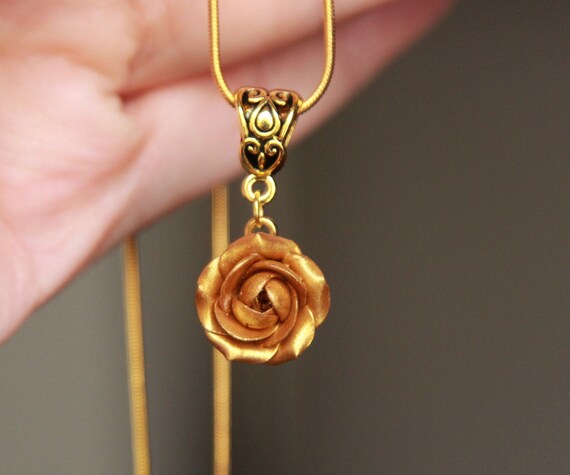 Rose gold rose pendant deals