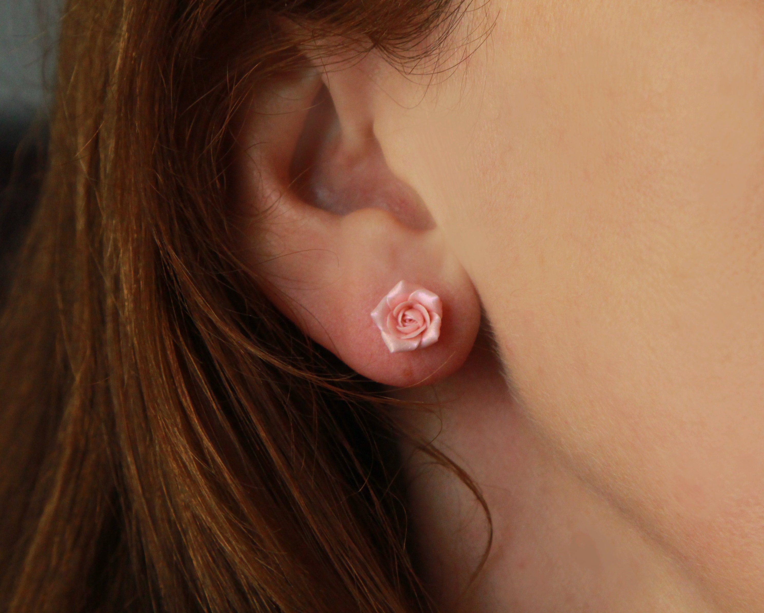 Pink Rose Stud Earrings