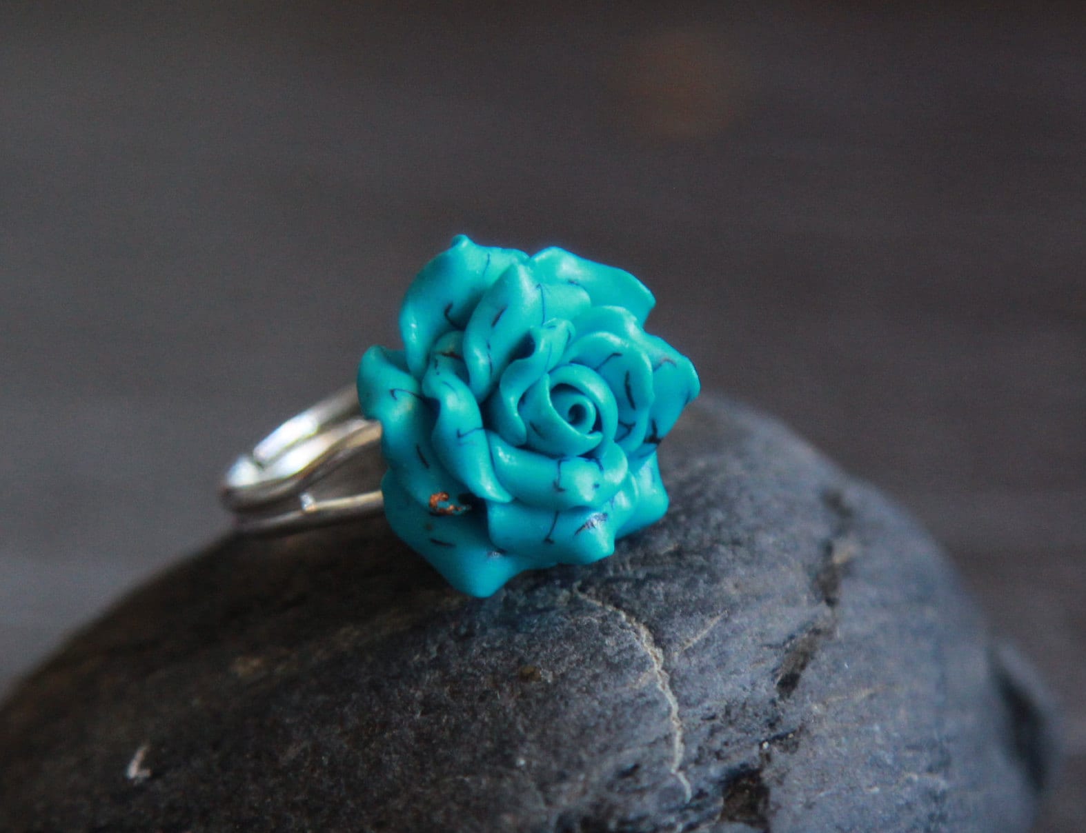 Turquoise ring Rose jewelry Turquoise jewelry Flower ring Etsy