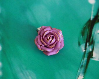 Lilac rose pendant bail Summer jewelry Pink rose necklace Polymer clay pendant necklace Lavender rose pendant purple Floral necklace gift