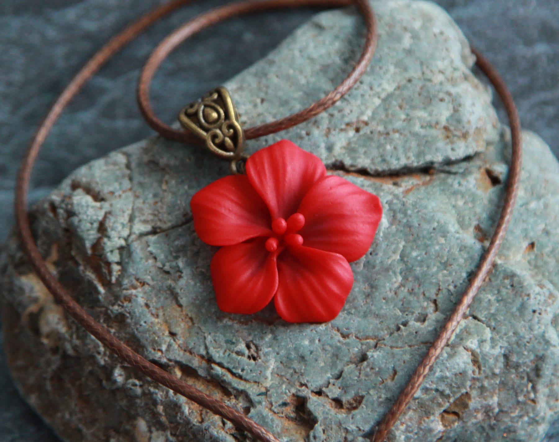 Hibiscus Flower Beads 14mm - Red Opalite - Island Cove Beads & Gallery