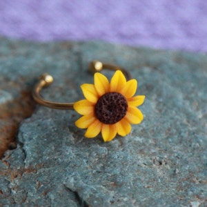 Polymer Clay Solrosring, Handgjorda Blomstersmycken