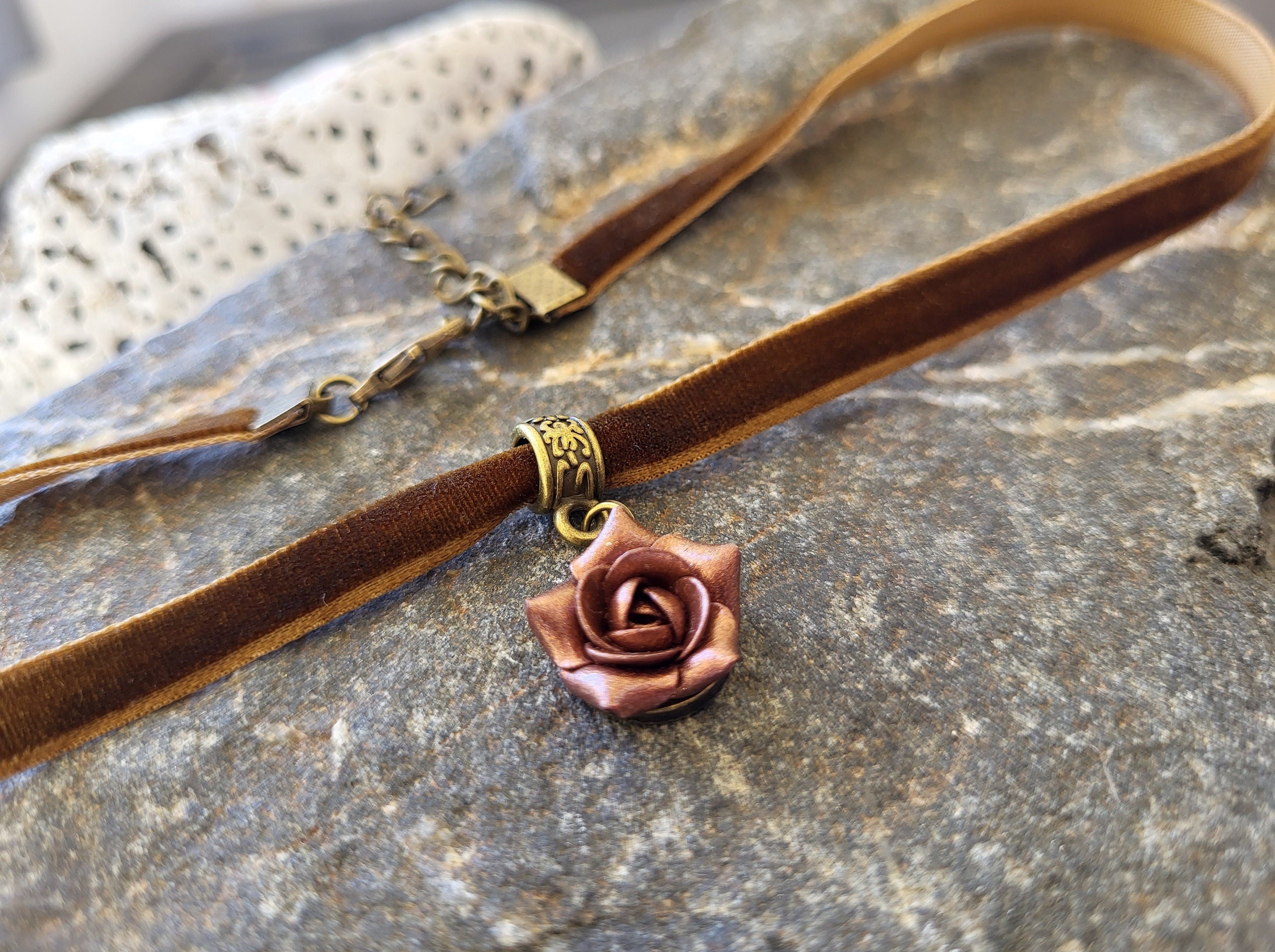 Choker Collana Grossa Perline Marrone Cioccolato Regolabile - Fatto A Mano
