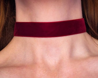 Burgundy necklace Velvet choker Wide ribbon choker necklace Collar choker women