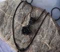 Black rose necklace, Clay flower necklace, Black necklace chain, Floral jewelry men, Handmade gift women, men necklace