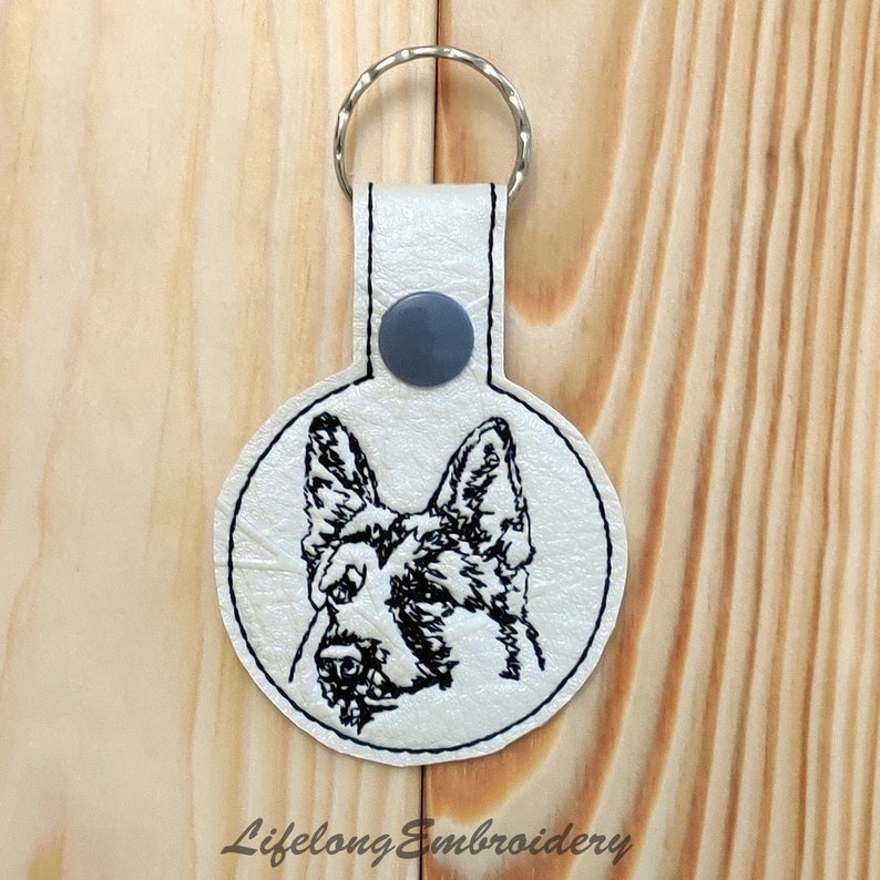 Digital Machine Embroidery German Shepherd Key Fob Design. Etsy