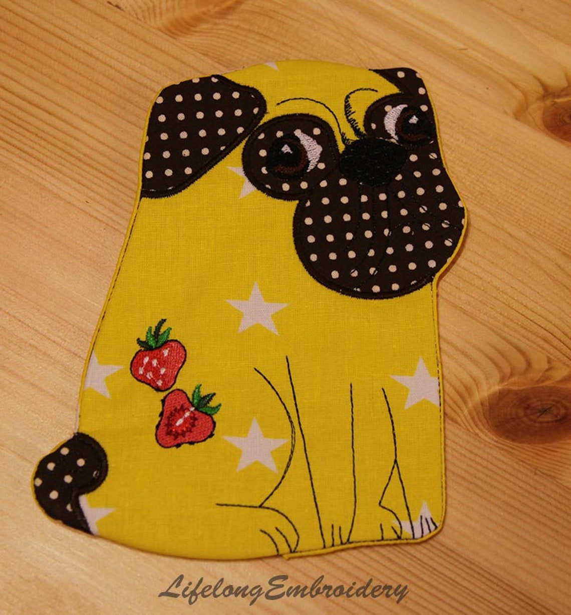 Pug Mug Rug Embroidery Design. ITH. Digital Machine Embroidery Etsy