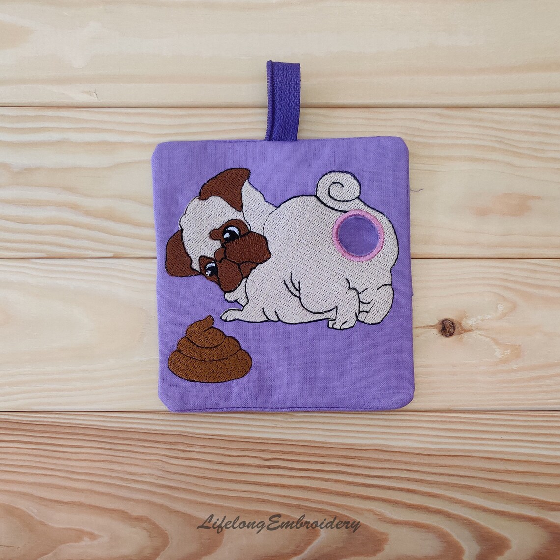 Pug Poop Bag Dispenser Embroidery Design. Dog Poo Bag Holder Etsy