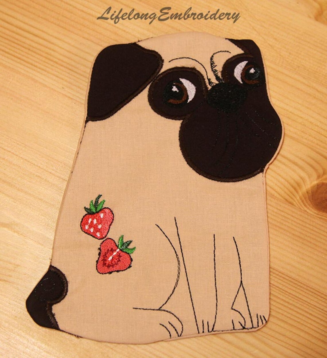 Pug Mug Rug Embroidery Design. ITH. Digital Machine Embroidery Etsy