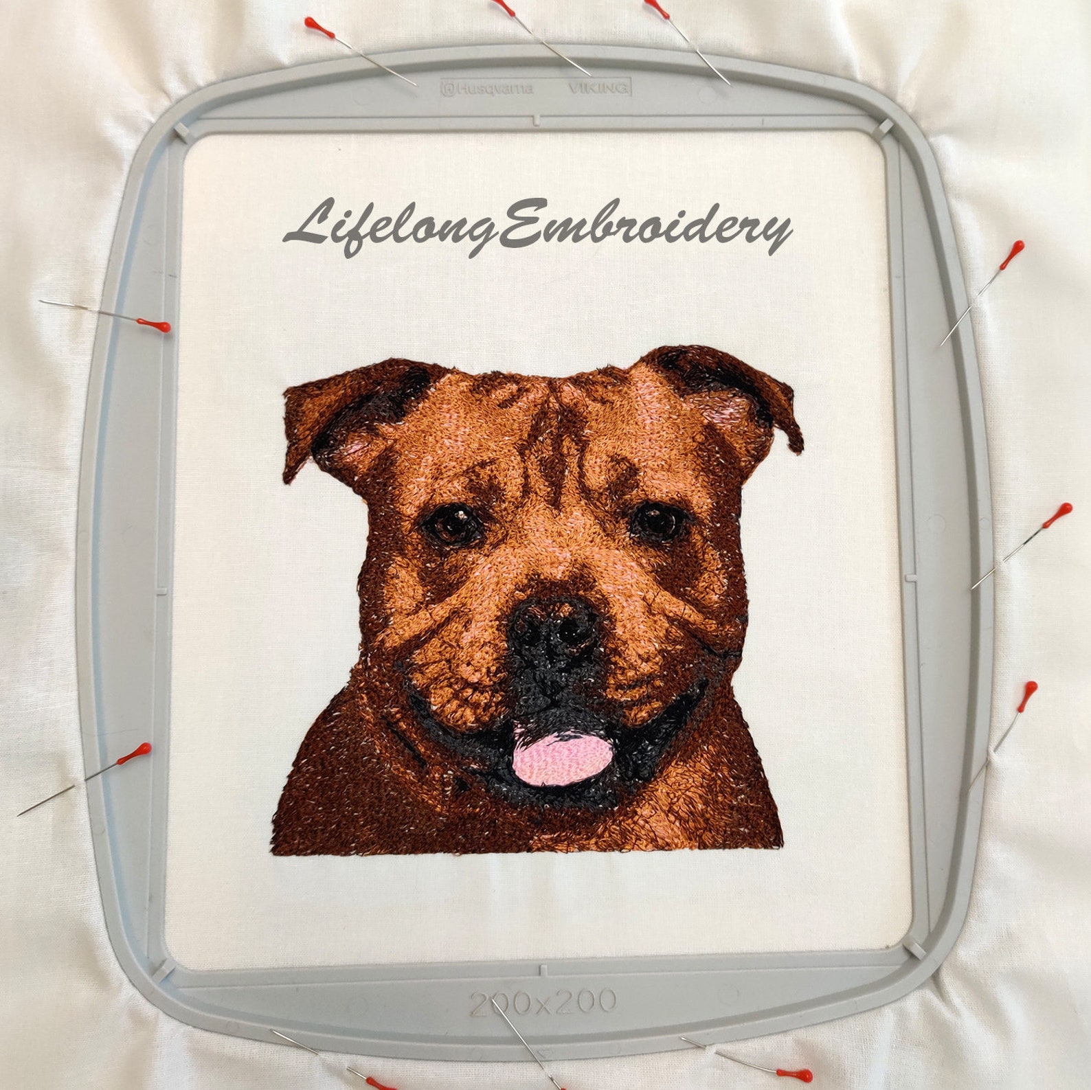 Digital machine embroidery dog staffordshire terrier design  etsy