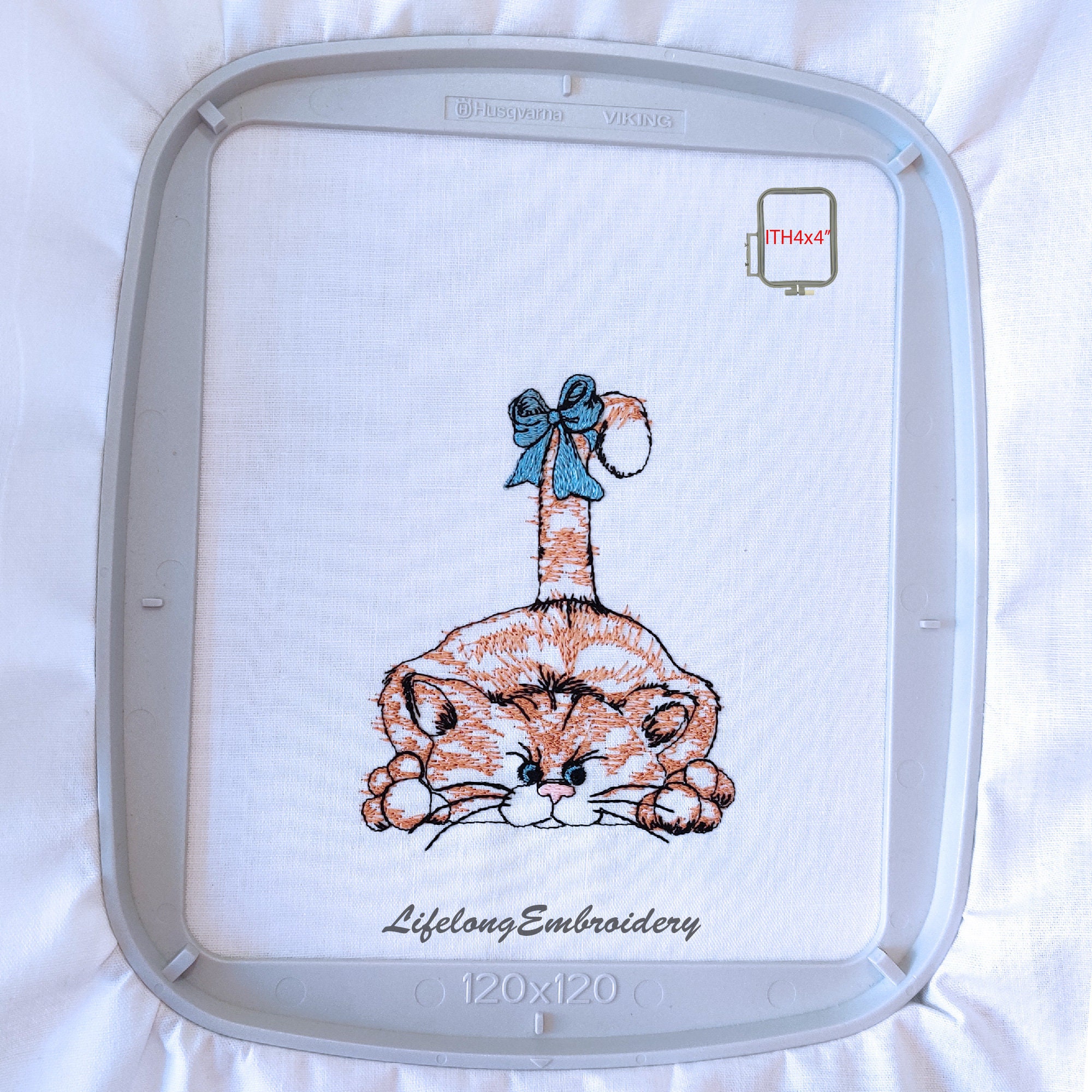 Cat with bow embroidery design digital cartoon cat machine  etsy